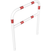 Protective bar made of steel tubing |  60 x 2.5 mm | with crossbar | total width: 1000 mm | total height: 1200 mm | hot-dip galvanized and white coatedwith red reflecting stripes